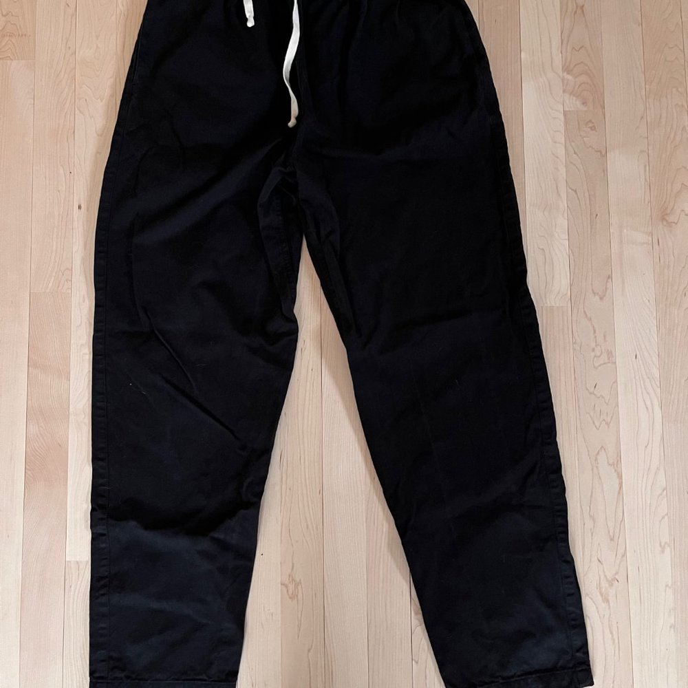 Unisex IJJI Cotton Canvas Easy Pant Black Drawstring Worn once